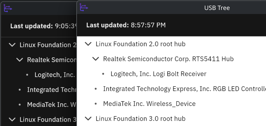 Split screen showing the application interface in both dark and light theme modes.