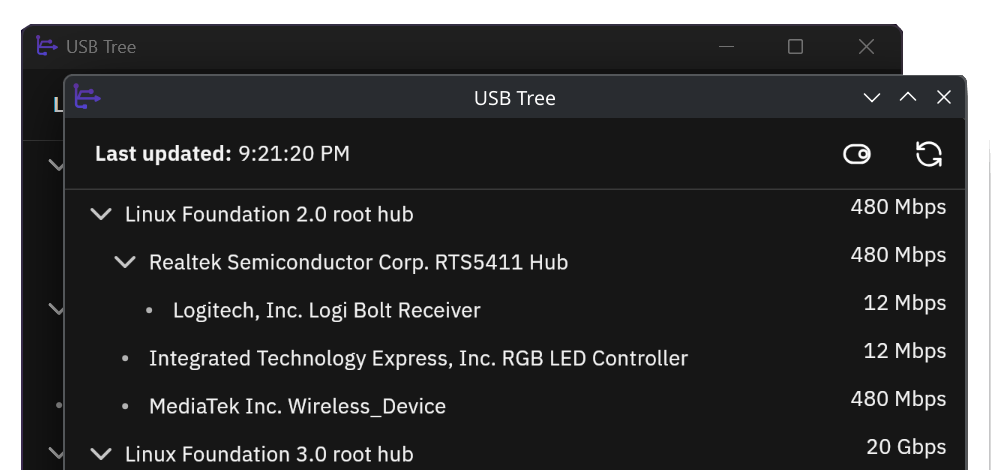 A screenshot showing the application interface on Windows and Linux.